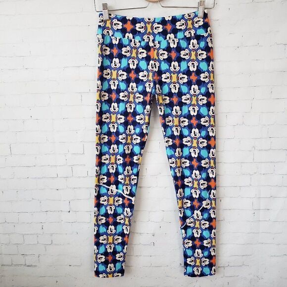 LuLaroe One Size Mickey Disney Leggings Blue Soft Eye Wink Winking Irregular - Picture 1 of 9